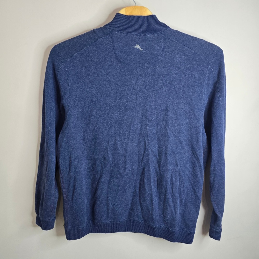 Tommy Bahama Mens Blue 100% Cotton Quarter Zip Pullover Sweater Heathered XL - Picture 3 of 8